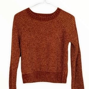ALTAR'D STATE Cropped Chunky Knit Chenille Sweater Mustard Amber Gold Small